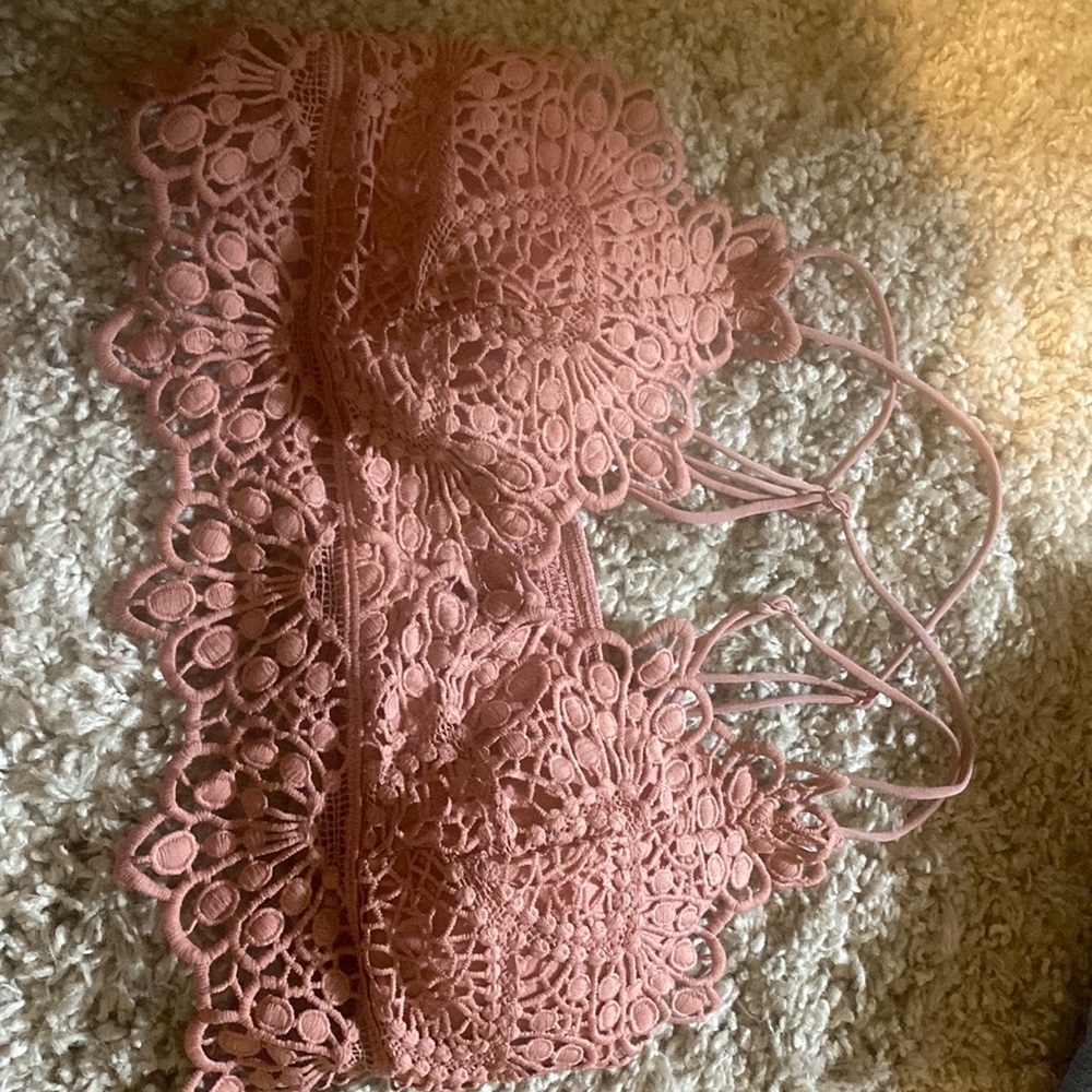 pink bralette.